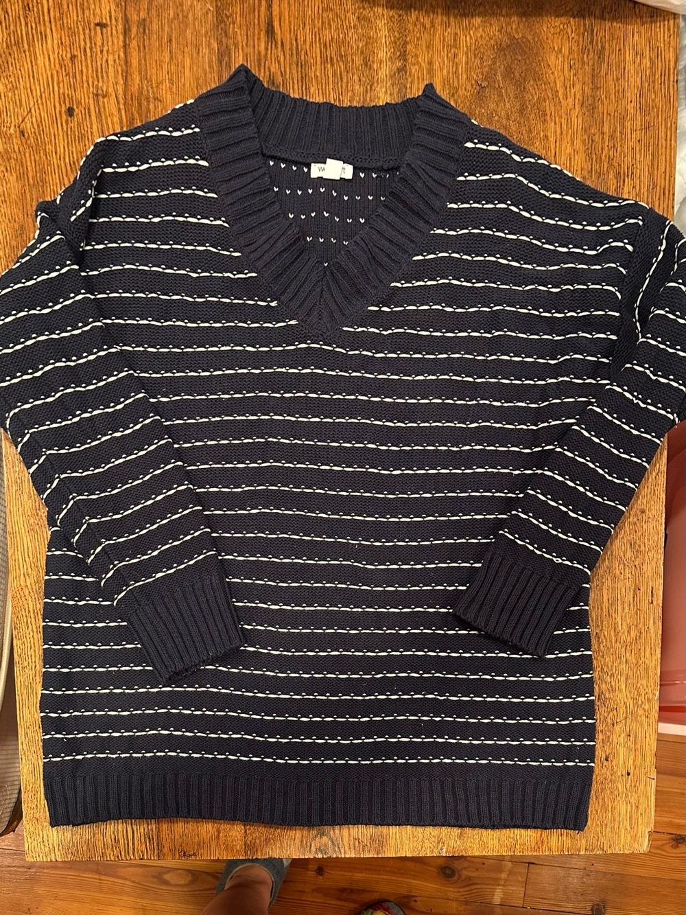 Navy & White Westport V-Neck Sweater
